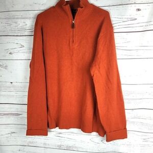 J. Crew Men's 100% Lambswool 1/4 Zip Mock Neck Pullover Sweater Size XL Orange